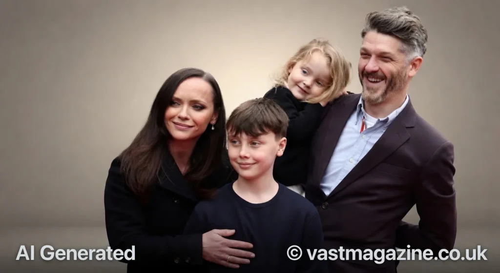 Mark Hampton and Christina Ricci with their childrens